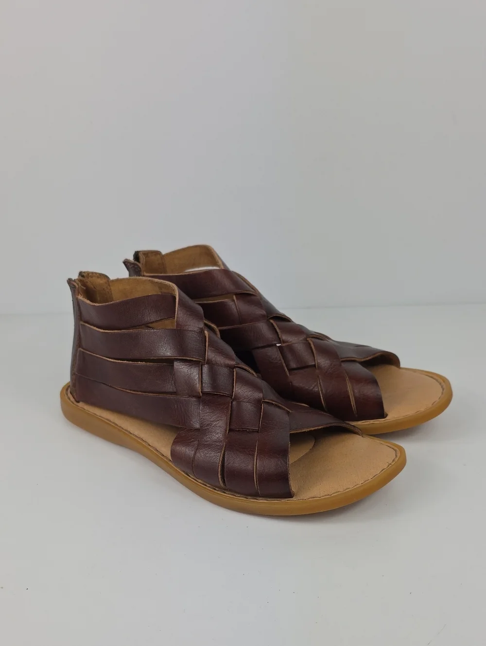 Børn Iwa Woven Brown Leather Women's Sandals Size 8